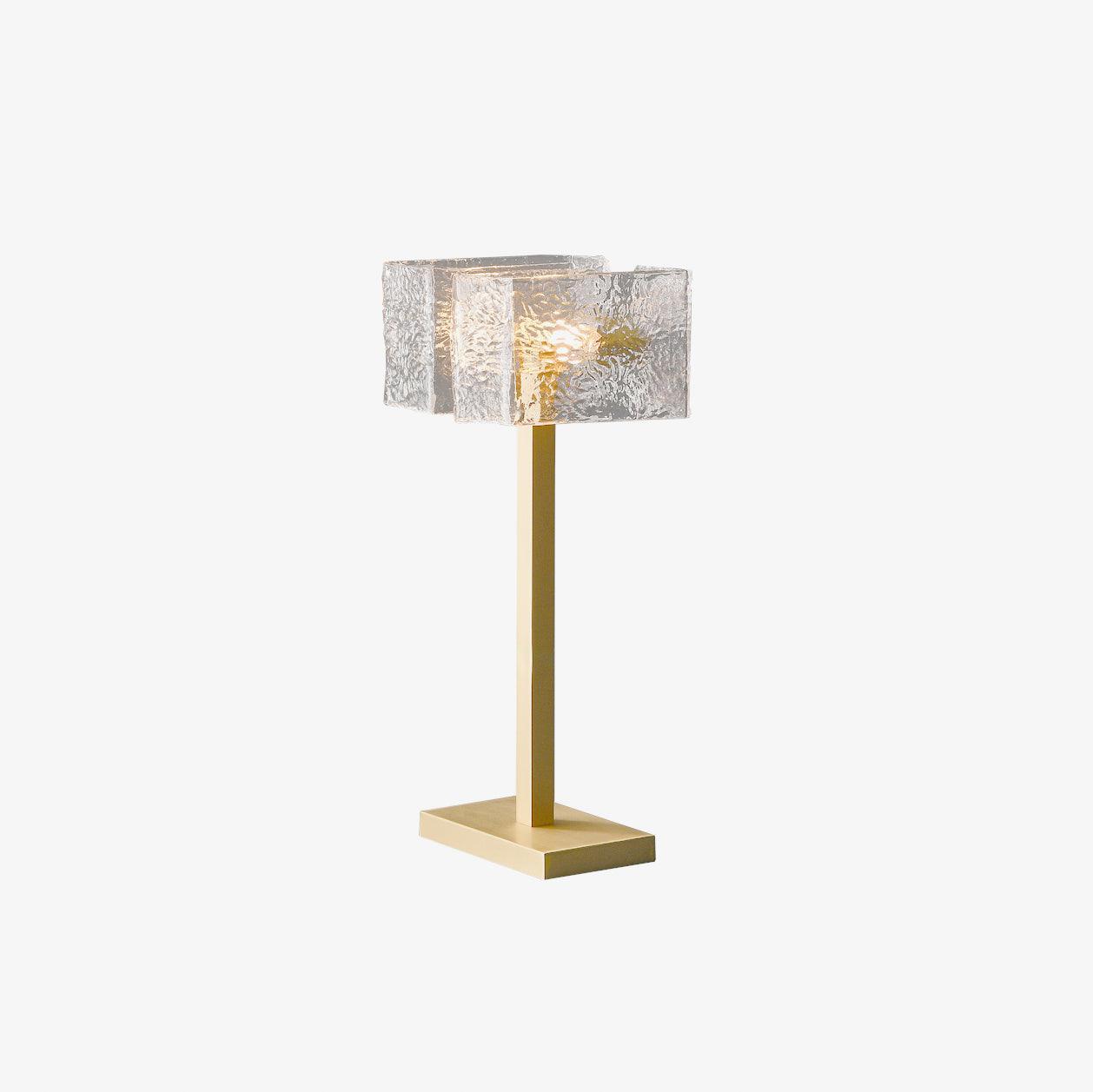 Roosevelt Modern Gold Brass Table Lamp with Clear Glass Shade and Minimalist Design