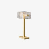 Roosevelt Modern Gold Brass Table Lamp with Clear Glass Shade and Minimalist Design
