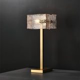 Roosevelt Modern Gold Brass Table Lamp with Clear Glass Shade and Minimalist Design
