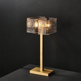 Roosevelt Modern Gold Brass Table Lamp with Clear Glass Shade and Minimalist Design