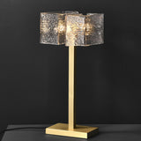 Roosevelt Modern Gold Brass Table Lamp with Clear Glass Shade and Minimalist Design