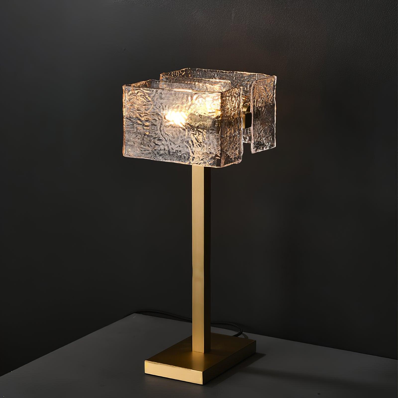 Roosevelt Modern Gold Brass Table Lamp with Clear Glass Shade and Minimalist Design