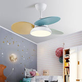 Colorful Modern Kids Bedroom Ceiling Fan with Integrated LED Light Remote Control and Wood Blades