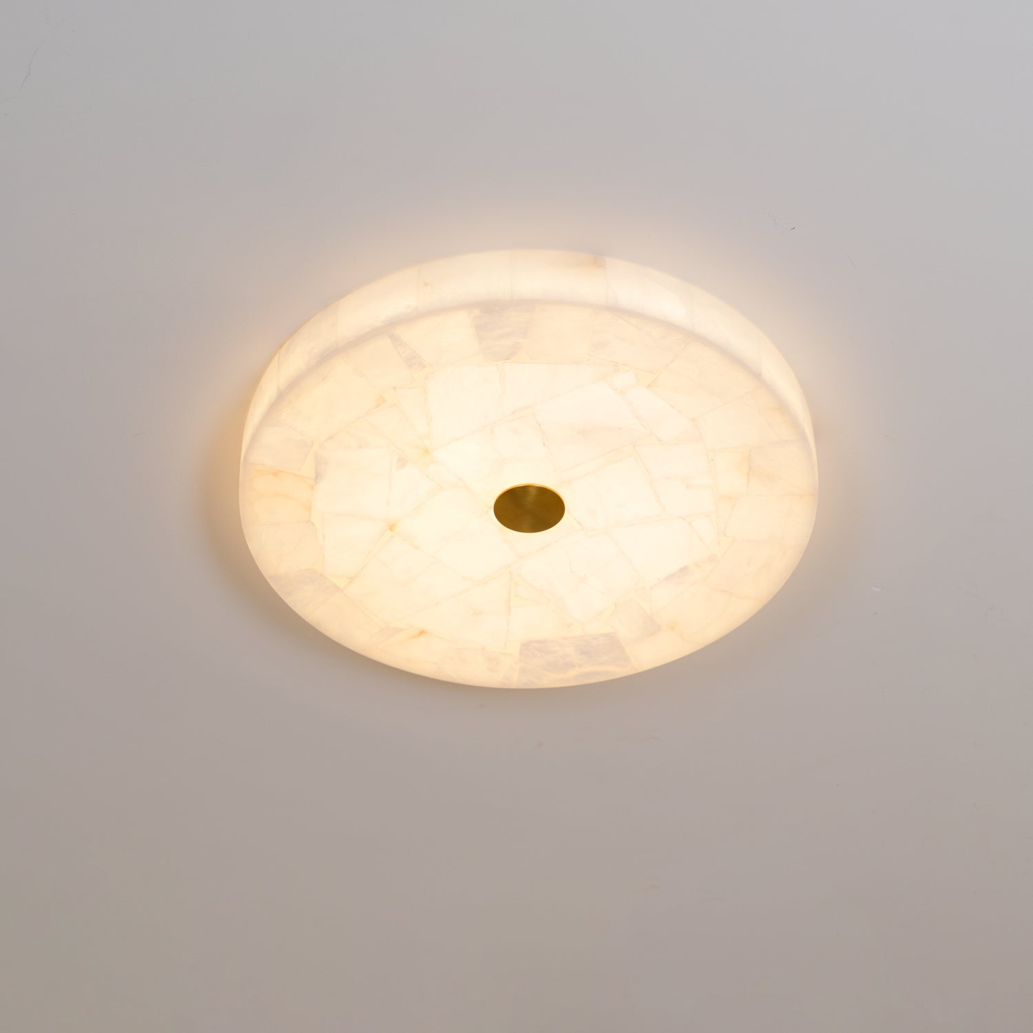 Modern Round Alabaster LED Ceiling Lamp Luxury Natural Stone Flush Mount Light