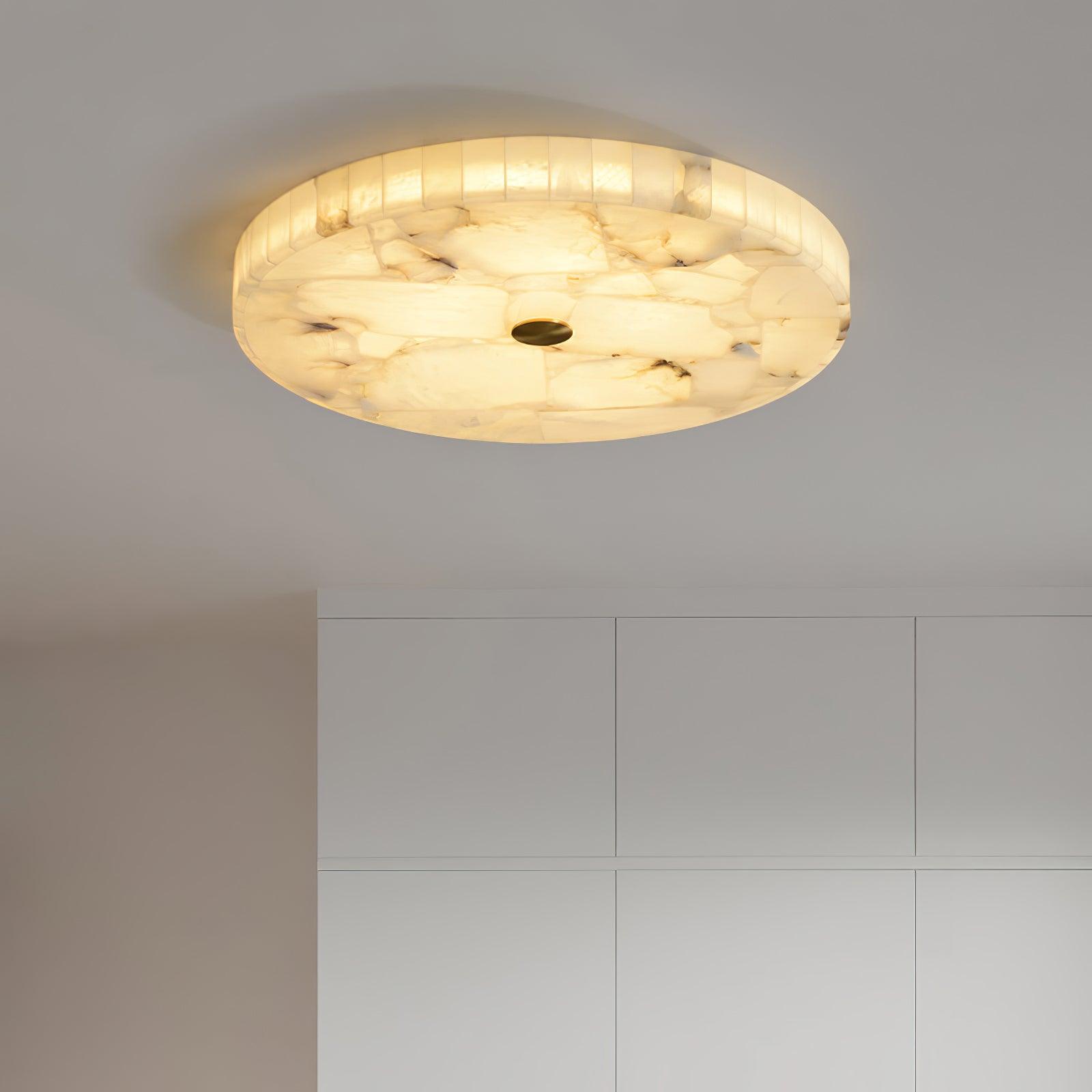 Modern Round Alabaster LED Ceiling Lamp Luxury Natural Stone Flush Mount Light