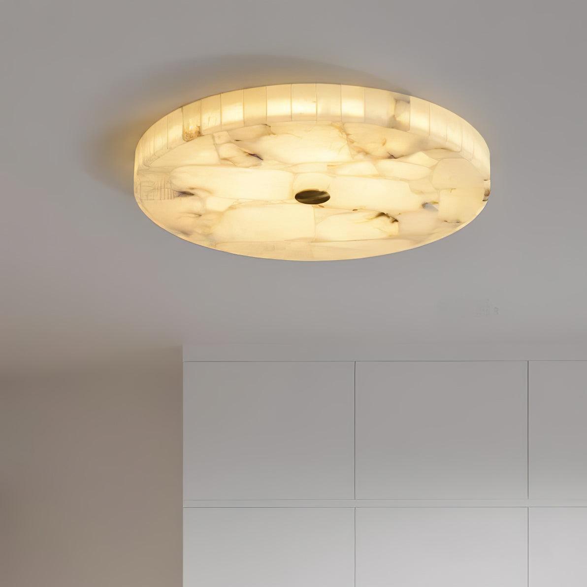 Modern Round Alabaster LED Ceiling Lamp Luxury Natural Stone Flush Mount Light