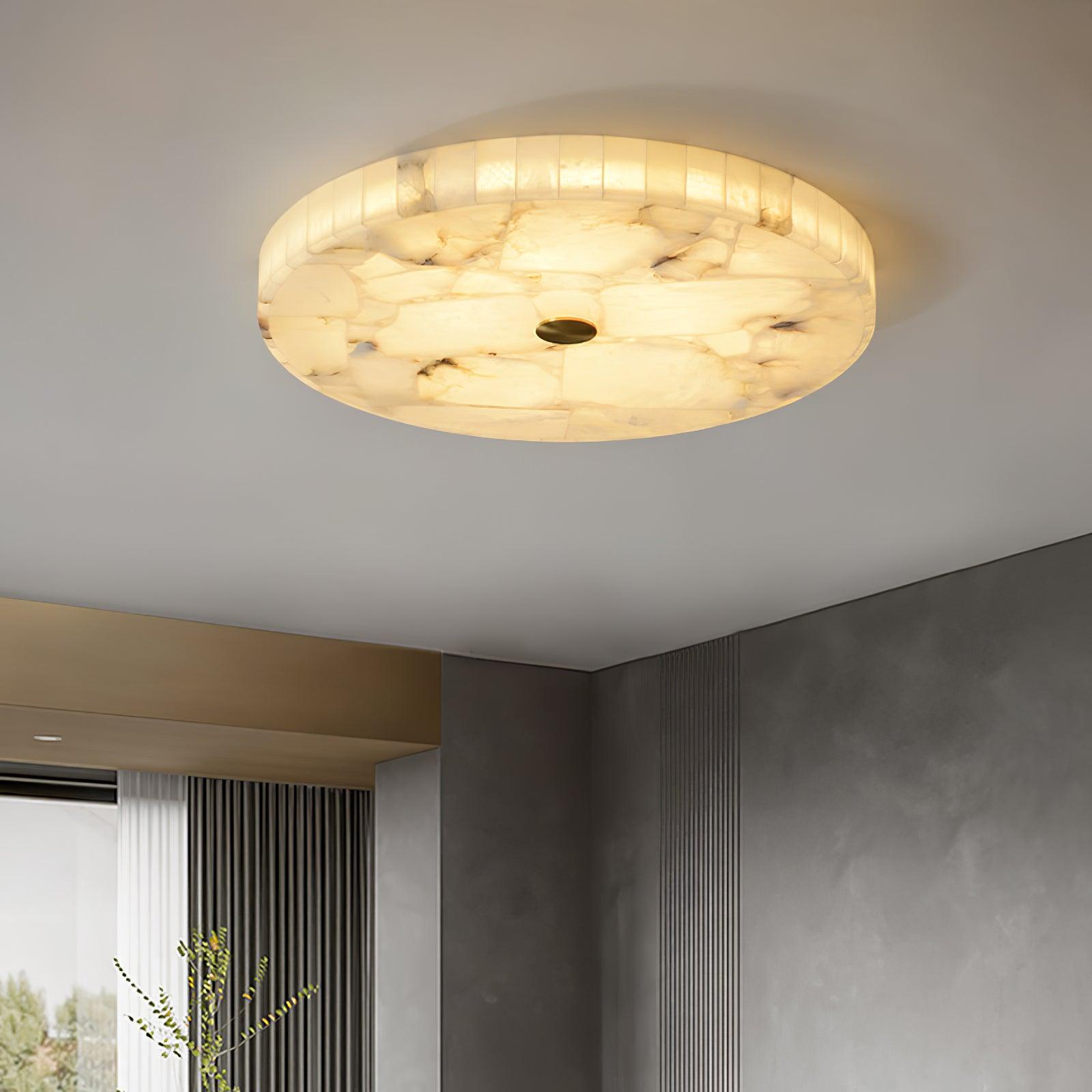 Modern Round Alabaster LED Ceiling Lamp Luxury Natural Stone Flush Mount Light