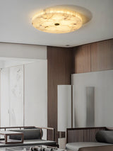 Modern Round Alabaster LED Ceiling Lamp Luxury Natural Stone Flush Mount Light