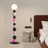 Modern Round Ball Stacking Floor Lamp with Spherical Glass Shades and Metal Base