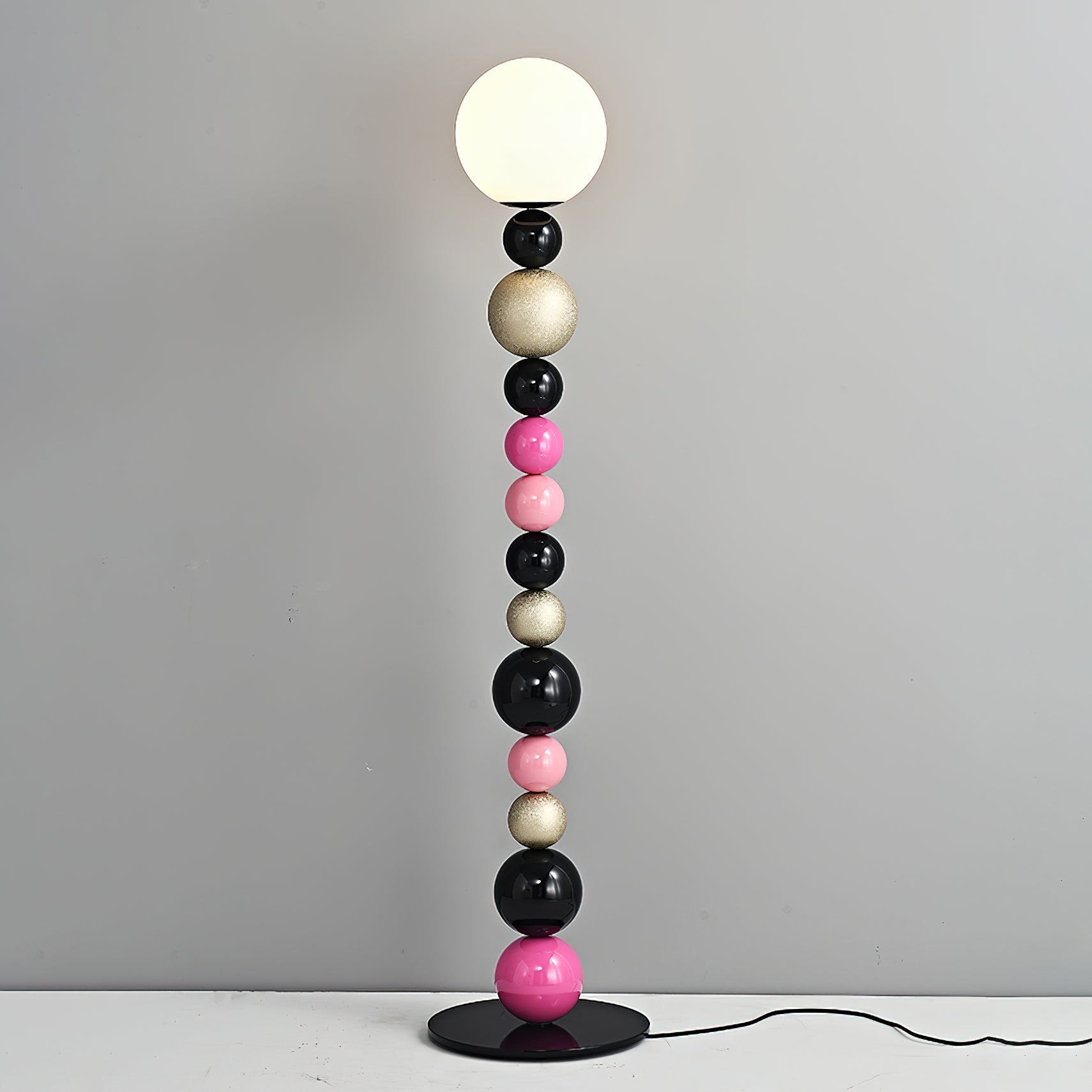 Modern Round Ball Stacking Floor Lamp with Spherical Glass Shades and Metal Base