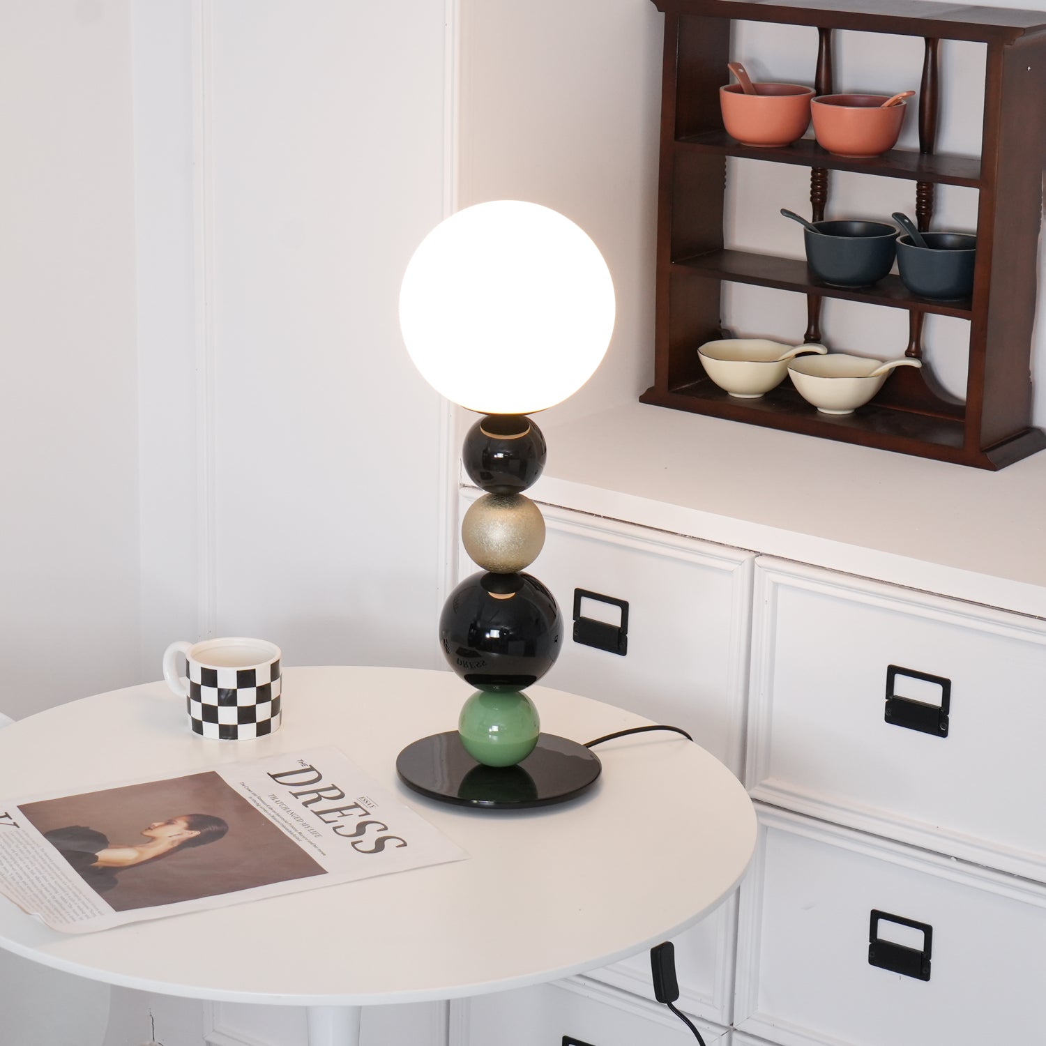 Modern Stacked Sphere Glass Table Lamp Contemporary Globe Accent Light for Bedside Decor