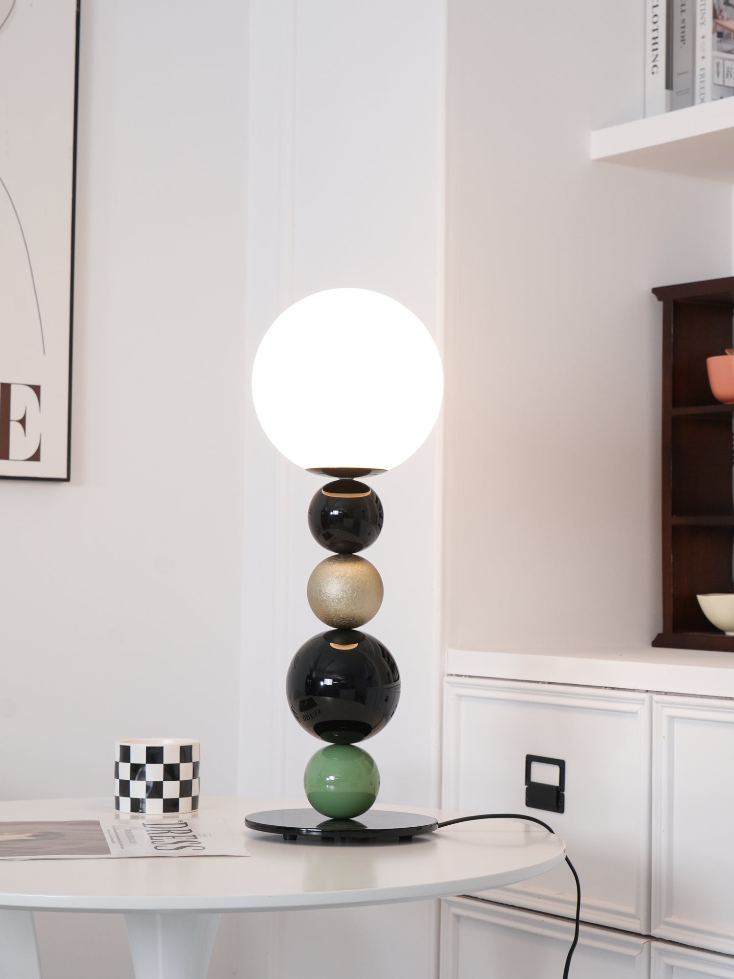 Modern Stacked Sphere Glass Table Lamp Contemporary Globe Accent Light for Bedside Decor