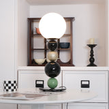 Modern Stacked Sphere Glass Table Lamp Contemporary Globe Accent Light for Bedside Decor