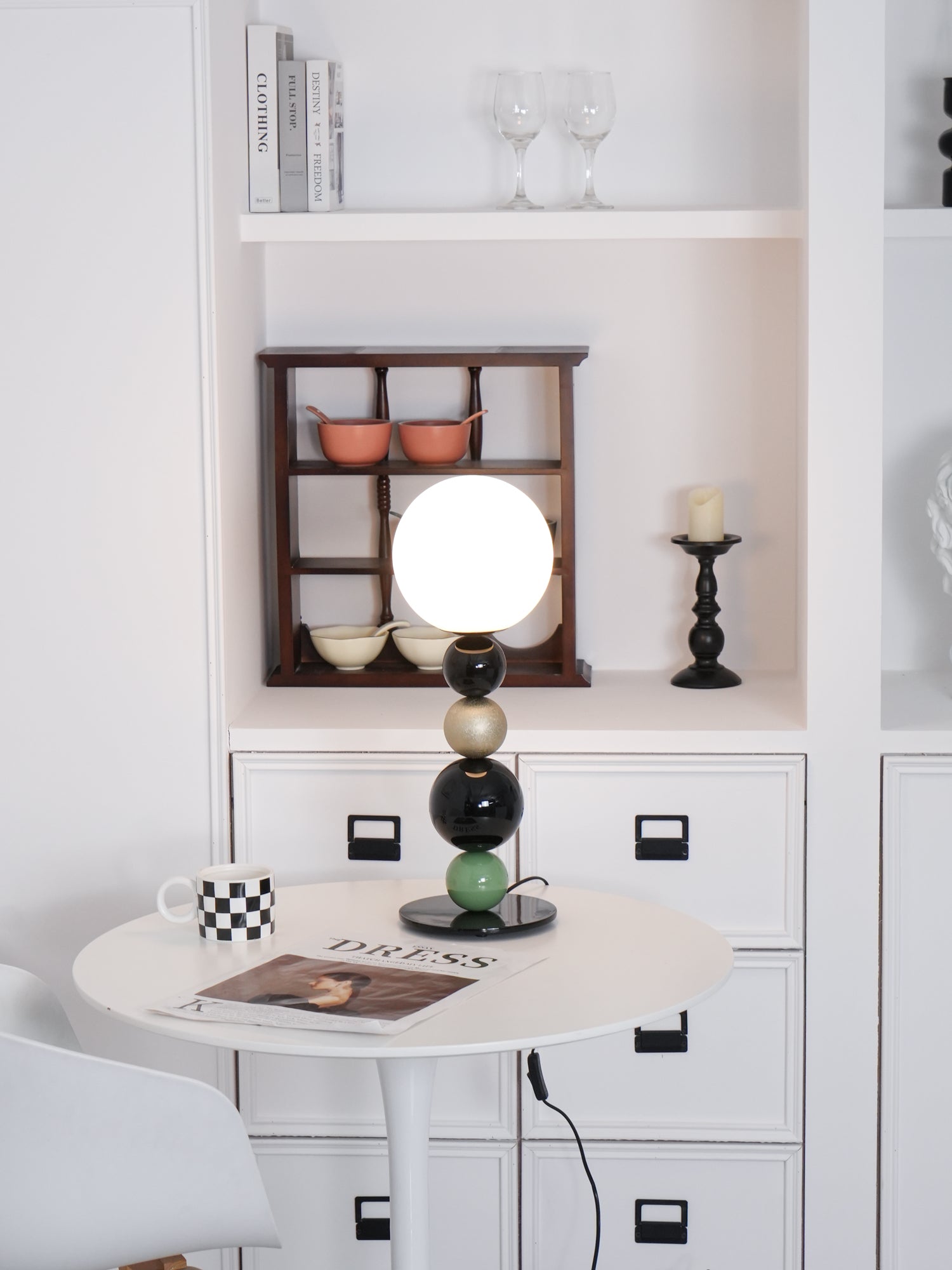 Modern Stacked Sphere Glass Table Lamp Contemporary Globe Accent Light for Bedside Decor