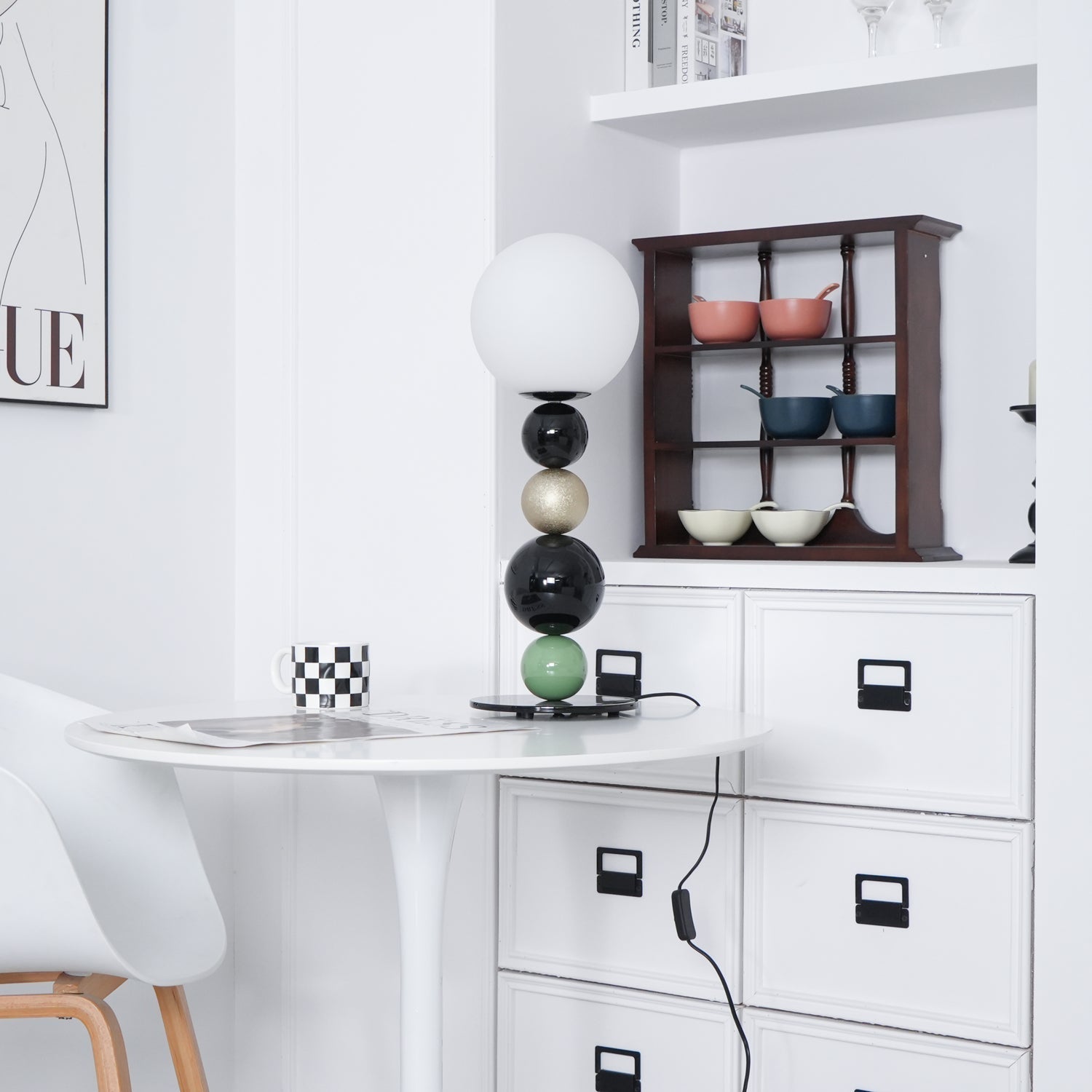 Modern Stacked Sphere Glass Table Lamp Contemporary Globe Accent Light for Bedside Decor