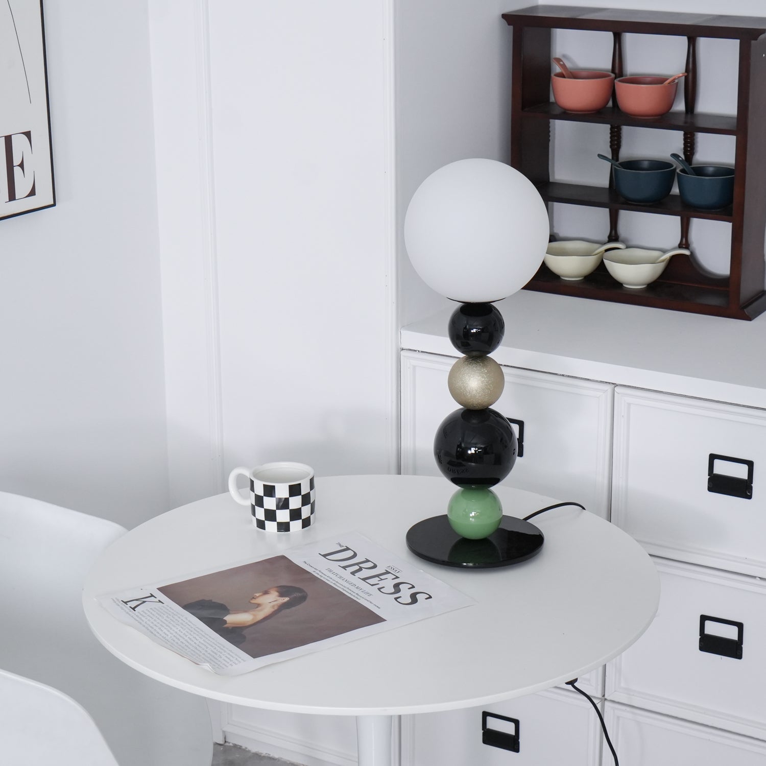 Modern Stacked Sphere Glass Table Lamp Contemporary Globe Accent Light for Bedside Decor