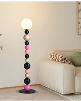 Modern Round Ball Stacking Floor Lamp with Spherical Glass Shades and Metal Base
