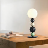 Modern Stacked Sphere Glass Table Lamp Contemporary Globe Accent Light for Bedside Decor