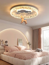 Carousel LED Flush Mount Ceiling Light for Children Bedroom and Nursery Playroom