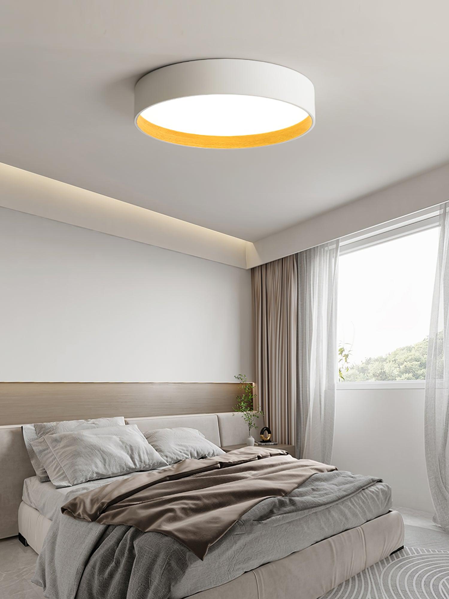 Modern Round LED Flush Mount Ceiling Light with Aluminum Metal Frame for Indoor Living Areas