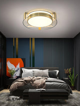 Modern Gold LED Flush Mount Ceiling Light Round Minimalist Glass Fixture for Living Spaces