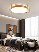 Modern Gold LED Flush Mount Ceiling Light Round Minimalist Glass Fixture for Living Spaces