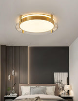 Modern Gold LED Flush Mount Ceiling Light Round Minimalist Glass Fixture for Living Spaces