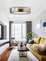Modern Gold LED Flush Mount Ceiling Light Round Minimalist Glass Fixture for Living Spaces