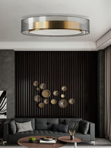 Modern Gold LED Flush Mount Ceiling Light Round Minimalist Glass Fixture for Living Spaces