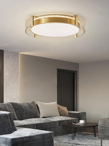 Modern Gold LED Flush Mount Ceiling Light Round Minimalist Glass Fixture for Living Spaces