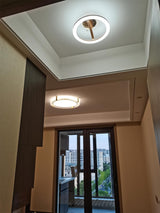 Modern Gold LED Flush Mount Ceiling Light Round Minimalist Glass Fixture for Living Spaces