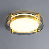 Modern Gold LED Flush Mount Ceiling Light Round Minimalist Glass Fixture for Living Spaces