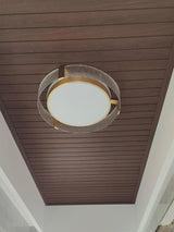 Modern Gold LED Flush Mount Ceiling Light Round Minimalist Glass Fixture for Living Spaces