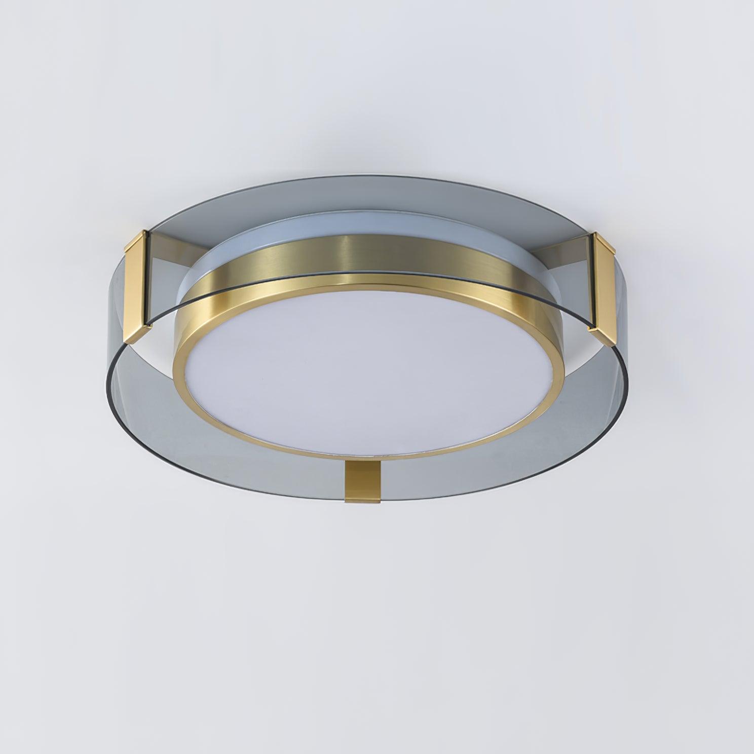 Modern Gold LED Flush Mount Ceiling Light Round Minimalist Glass Fixture for Living Spaces