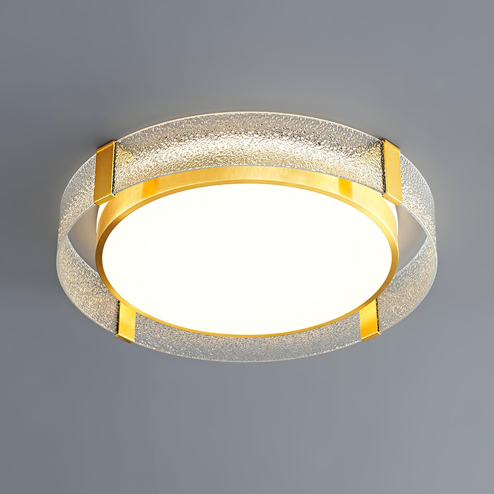Modern Gold LED Flush Mount Ceiling Light Round Minimalist Glass Fixture for Living Spaces