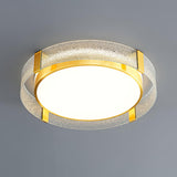 Modern Gold LED Flush Mount Ceiling Light Round Minimalist Glass Fixture for Living Spaces