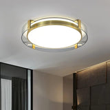 Modern Gold LED Flush Mount Ceiling Light Round Minimalist Glass Fixture for Living Spaces