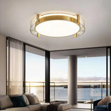 Modern Gold LED Flush Mount Ceiling Light Round Minimalist Glass Fixture for Living Spaces