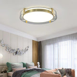 Modern Gold LED Flush Mount Ceiling Light Round Minimalist Glass Fixture for Living Spaces