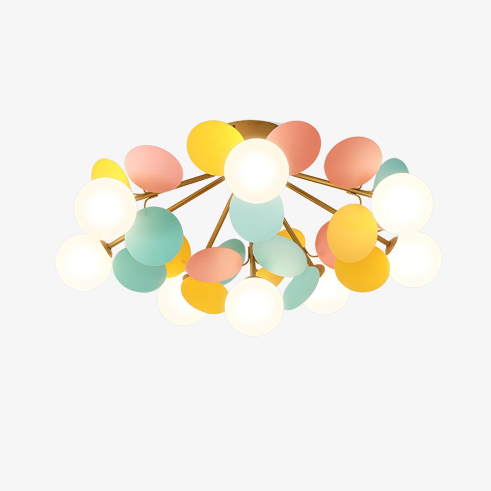 Modern Colorful Macaron Ceiling Lamp Round Glass Globe Flush Mount Light Fixture
