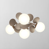 Modern Colorful Macaron Ceiling Lamp Round Glass Globe Flush Mount Light Fixture