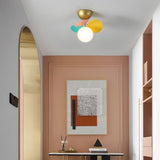 Modern Colorful Macaron Ceiling Lamp Round Glass Globe Flush Mount Light Fixture