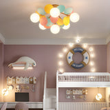 Modern Colorful Macaron Ceiling Lamp Round Glass Globe Flush Mount Light Fixture