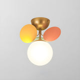 Modern Colorful Macaron Ceiling Lamp Round Glass Globe Flush Mount Light Fixture