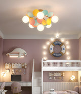 Modern Colorful Macaron Ceiling Lamp Round Glass Globe Flush Mount Light Fixture