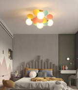 Modern Colorful Macaron Ceiling Lamp Round Glass Globe Flush Mount Light Fixture