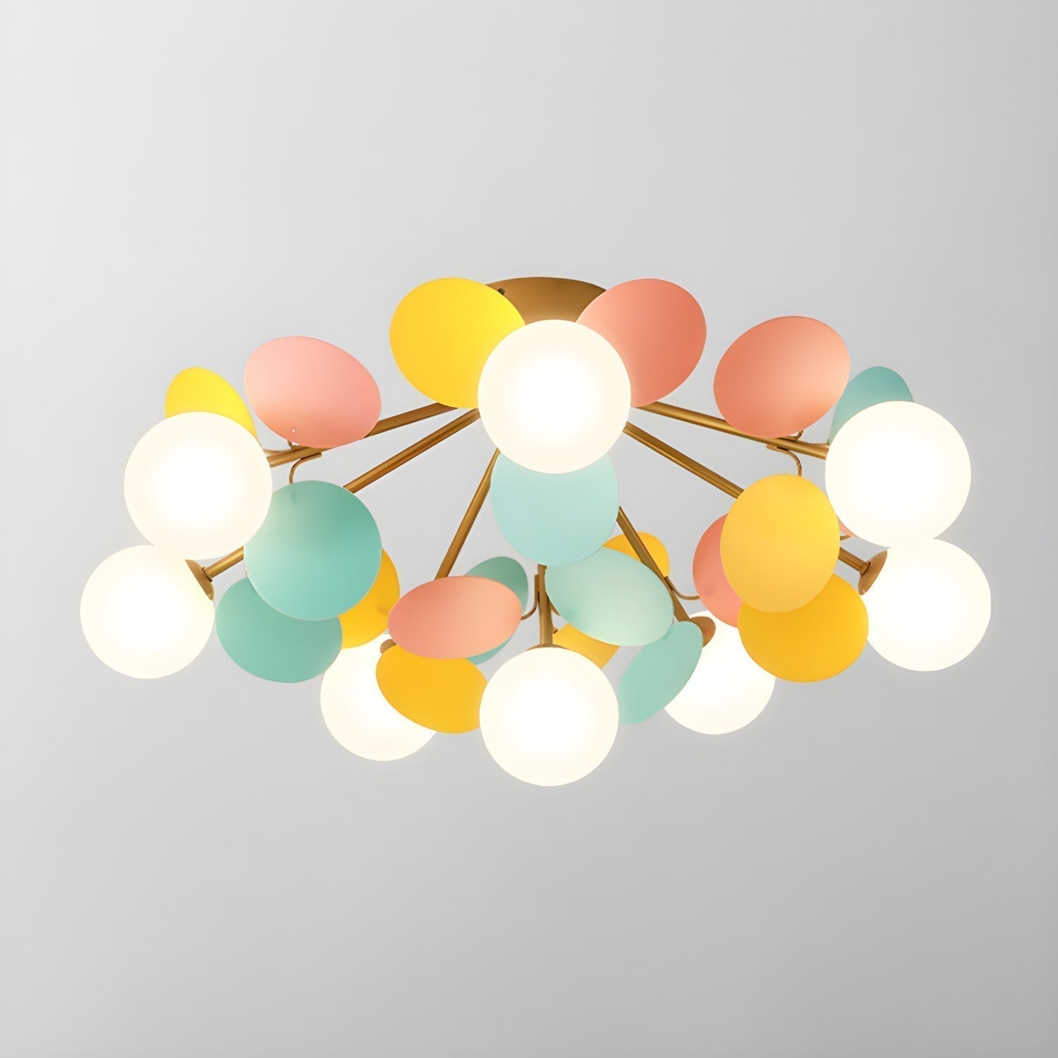Modern Colorful Macaron Ceiling Lamp Round Glass Globe Flush Mount Light Fixture
