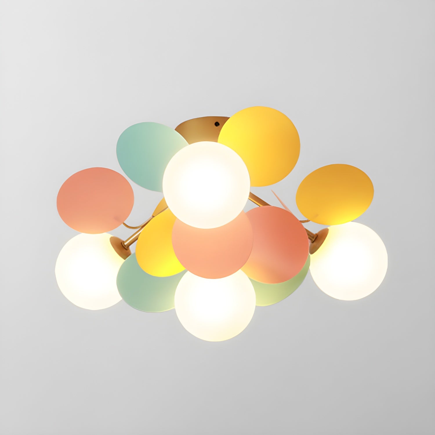 Modern Colorful Macaron Ceiling Lamp Round Glass Globe Flush Mount Light Fixture