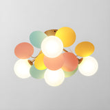 Modern Colorful Macaron Ceiling Lamp Round Glass Globe Flush Mount Light Fixture