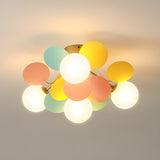 Modern Colorful Macaron Ceiling Lamp Round Glass Globe Flush Mount Light Fixture